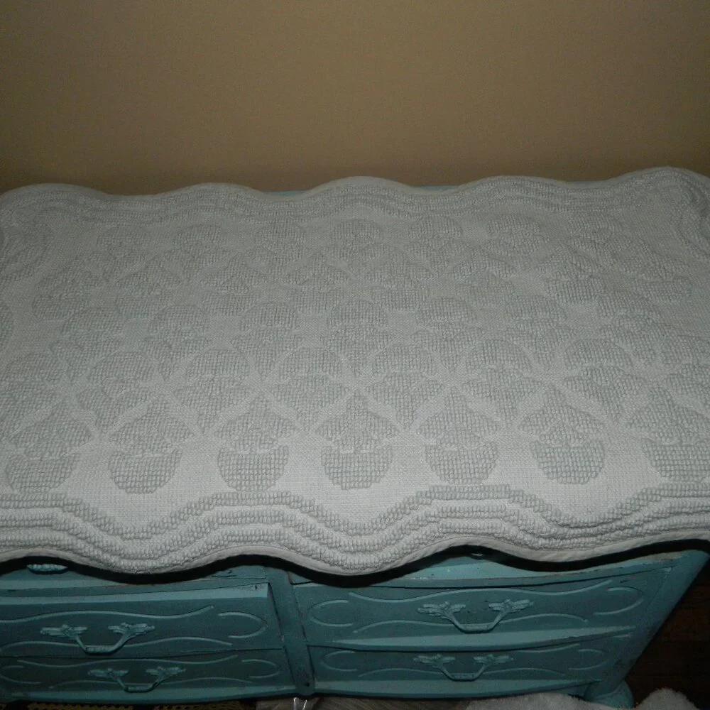 West Elm Thistle Jacquard Bath Mat Freshwater Blue